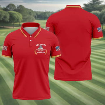 Red Friday Veteran Memorial 250 Years Golf Tops For Men, Patriotic Father's Day Golf Shirt