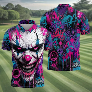 Halloween Horror Character Golf Shirt, Mens Golf Polo, Printed Golf Shirts