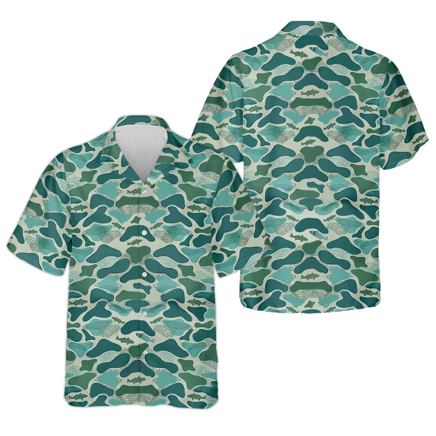 Green Camo Performance Fishing Shirts, Fishing Shirt For Women, SPF Long Sleeve Shirts Womens