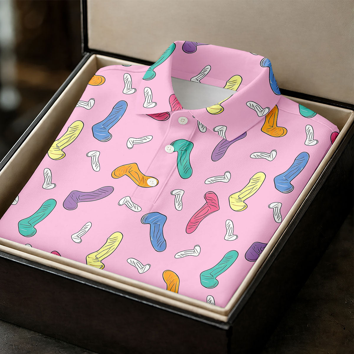 Funny Adult Novelty Pink Pattern Golf Shirt, Mens Polo Shirts, Golf Apparel For Men