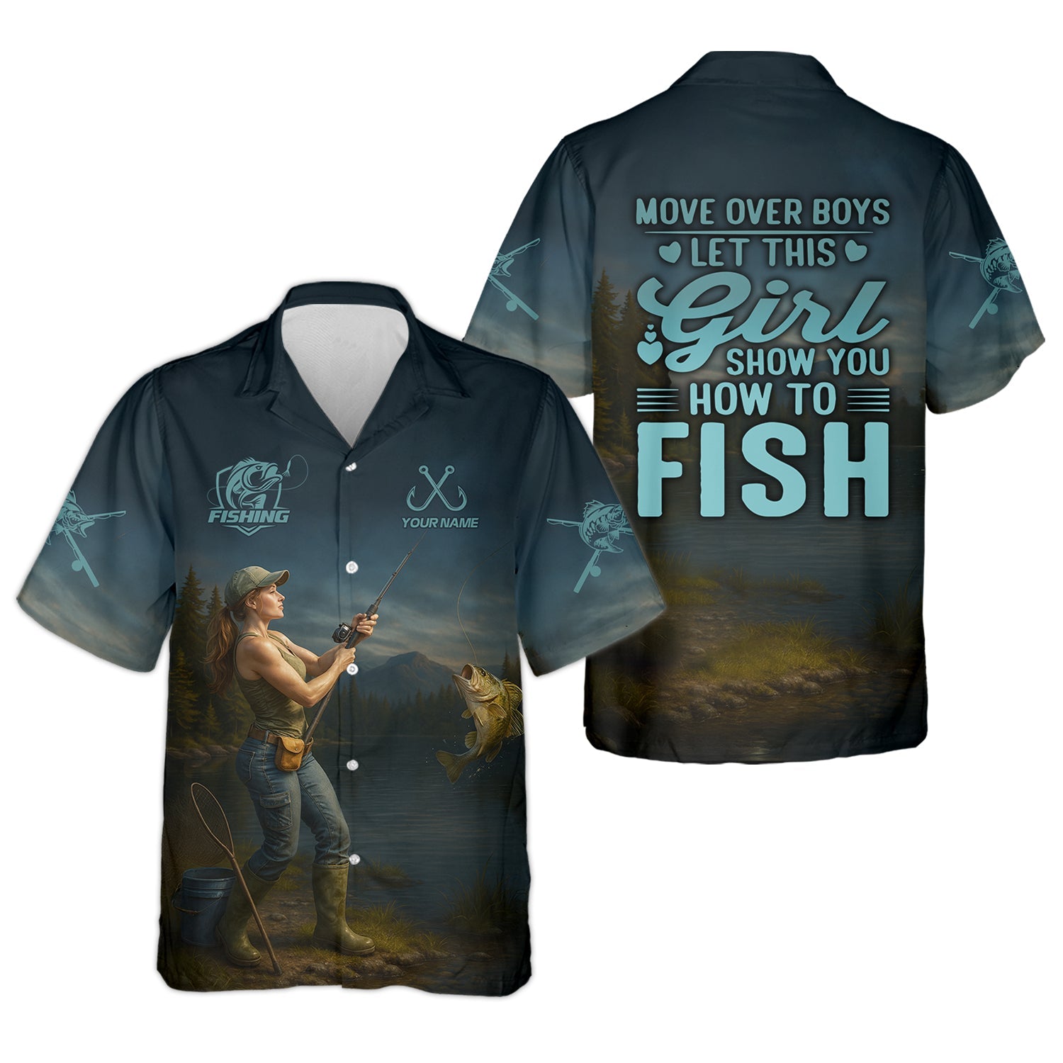 Move Over Boys Let This Girl Show You How To Fish Funny Fishing Shirt, Women SPF Shirt, Female Fishing Shirts