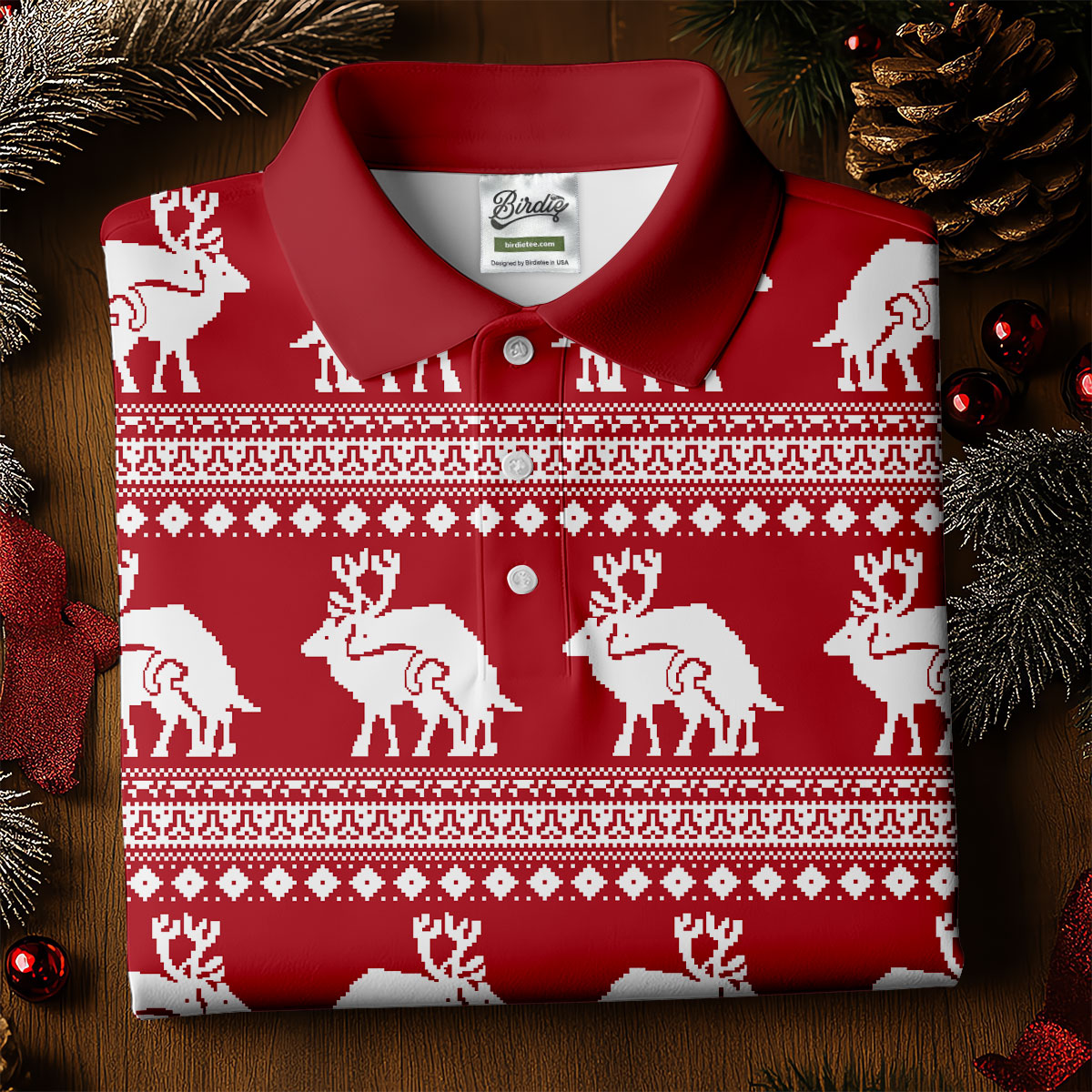 Reindeer Humping Seamless Pattern Golf Shirt, Christmas Golf Shirt, Golf Shirts For Men, Golf Gift For Men