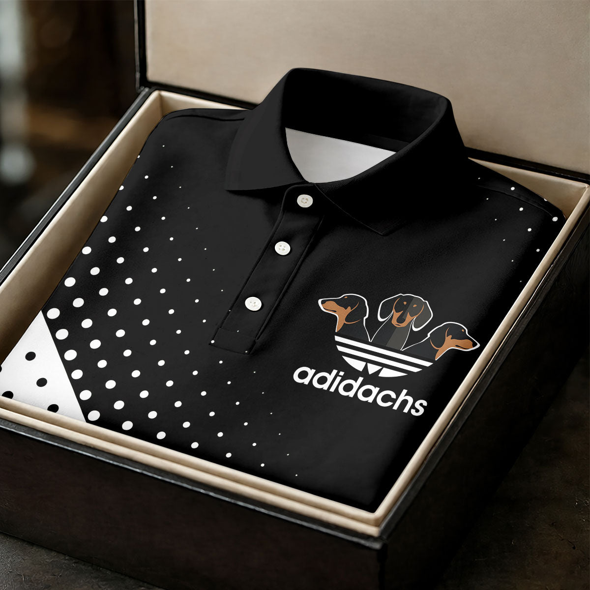 Adidachs Funny Dachshund Black Golf Shirt, Men's Funny Golf Shirts, Polo Shirts For Men