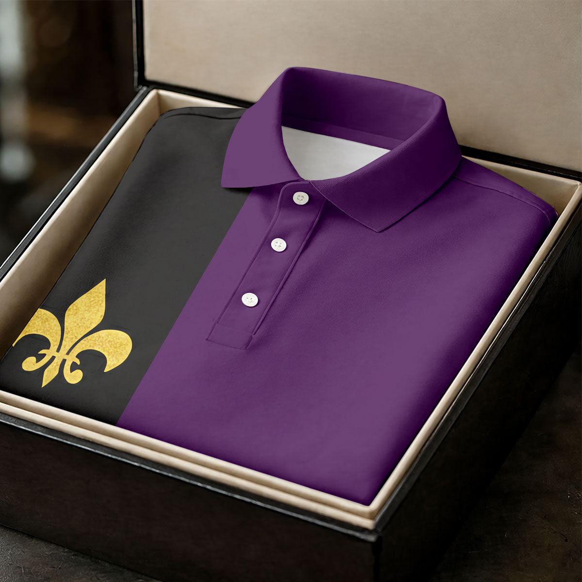 Mardi Gras Fleur De Lis Black Vertical Stripe Purple Golf Shirt, Women's Golf Tops, Ladies Golf Polos