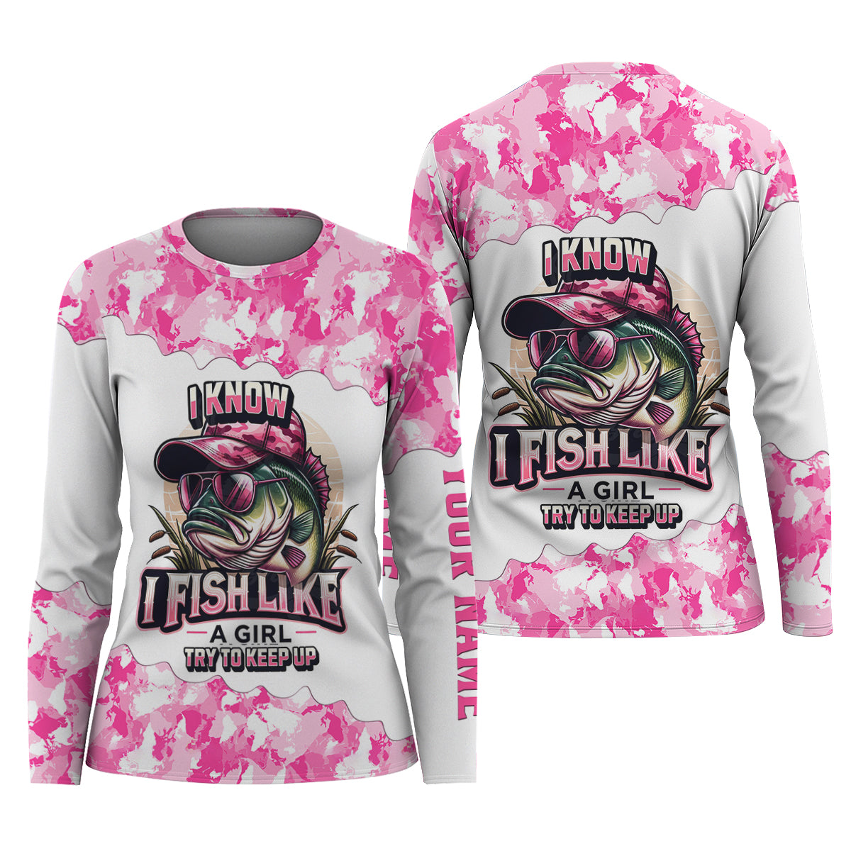 Bass Fishing Pink Camo Shirt, Hooded Sun Shirt, Women Fishing Shirt, Women SPF Shirt, Funny Fishing Shirt