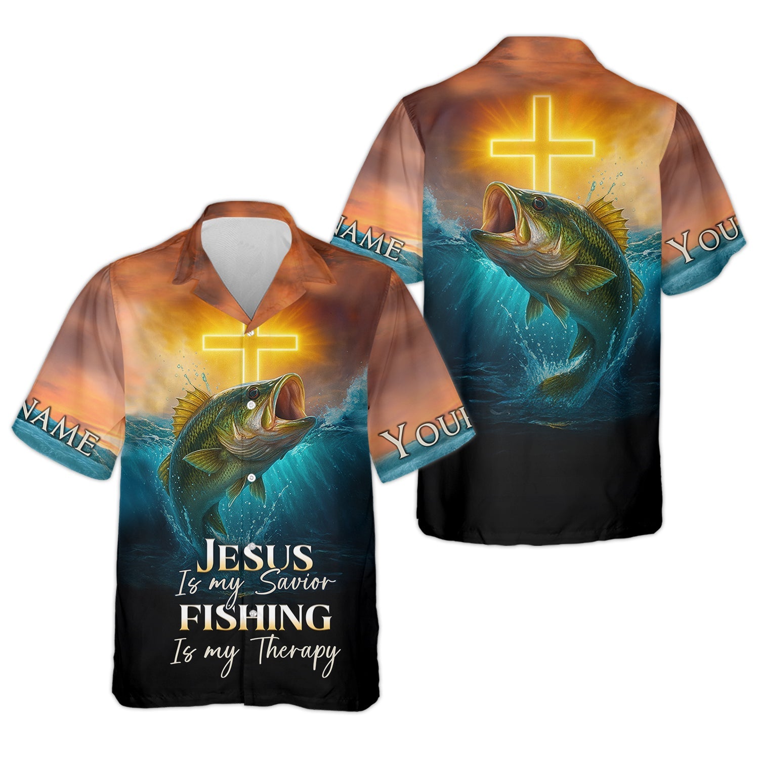 Jesus Is My Savior Fishing Is My Therapy SPF Shirts, Jesus Fishing Shirt, Fishing Shirts For Men