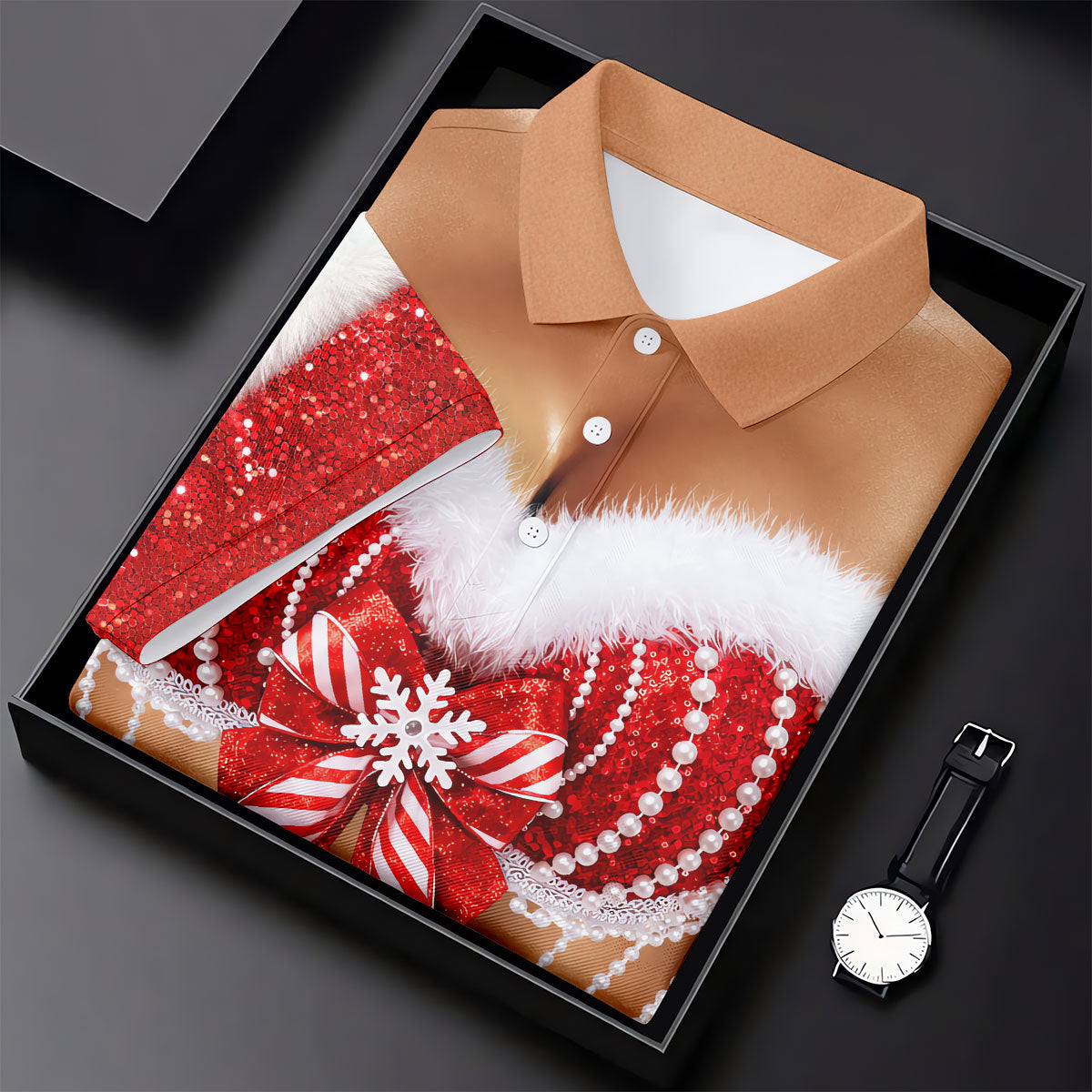Sexy Santa Bra And Pearls Christmas Golf Shirt, Womens Golf Tops, Ladies Golf Shirts