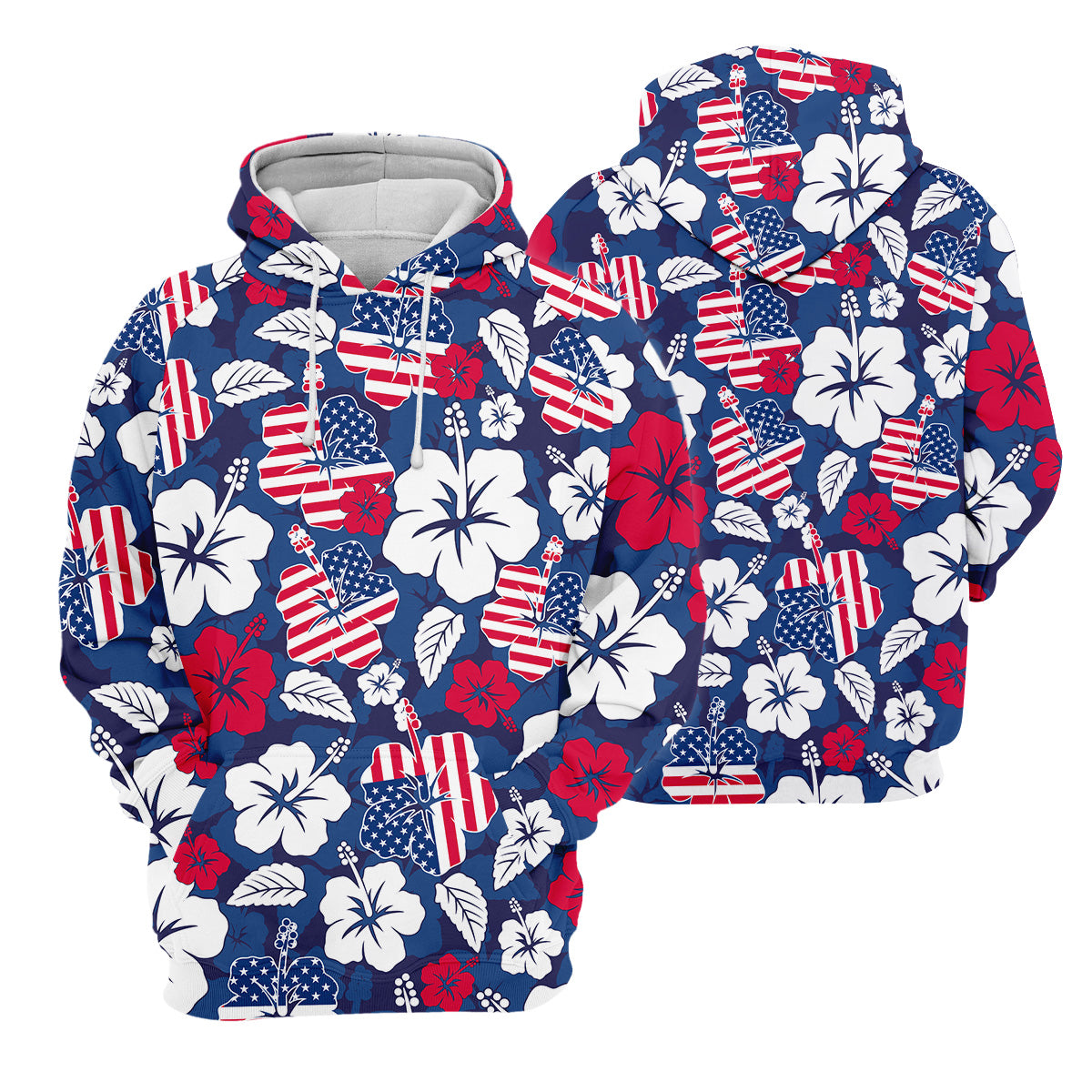 Tropical Hibiscus American Flag Womens Golf Polo Shirt Patriotic Golf Shirt, USA Golf Shirt Custom Ladies Golf Shirt