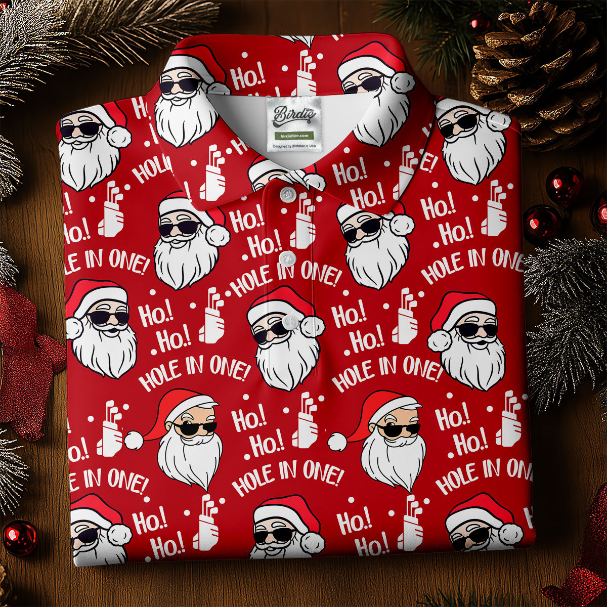 Ho Ho Hole In One Funny Santa Red Christmas Women Golf Top, Christmas Golf Shirt, Ladies Golf Shirts