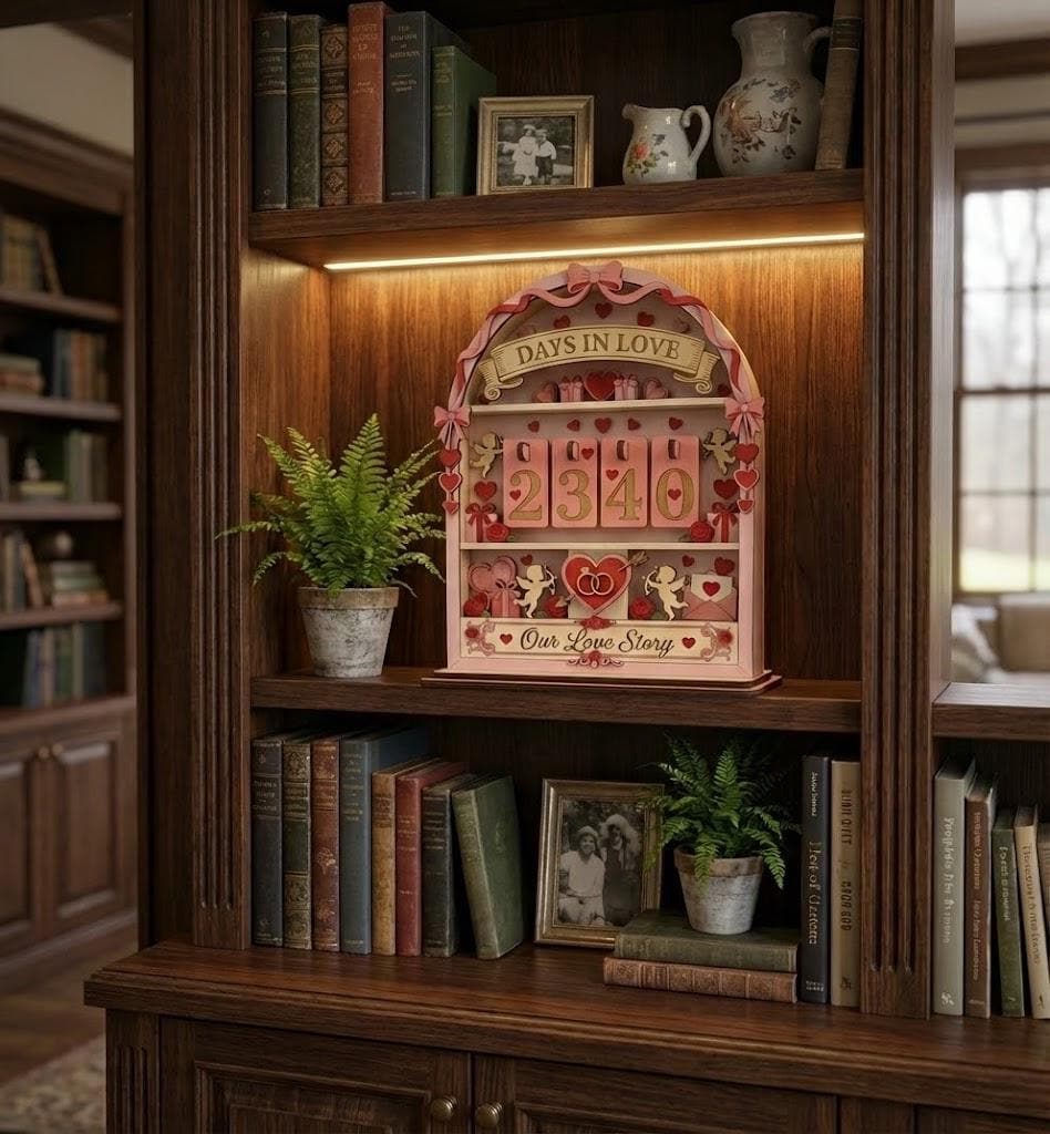 Personalized Days in Love Tracker, Custom Anniversary Counter Sign, Romantic Couple Decor, Valentine’s Day Gift