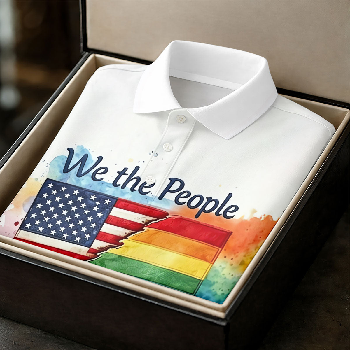 We The People Means Everyone Water Color Print Golf Shirt, LGBTQ Month Golf Shirt For Women