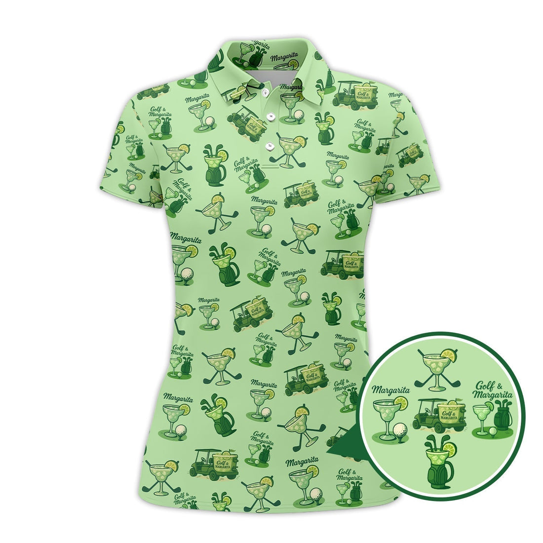 Ladies Golf Pattern Polos, Golf & Margarita Women's Golf Shirt, Cocktail And Golf Shirts For Golfers