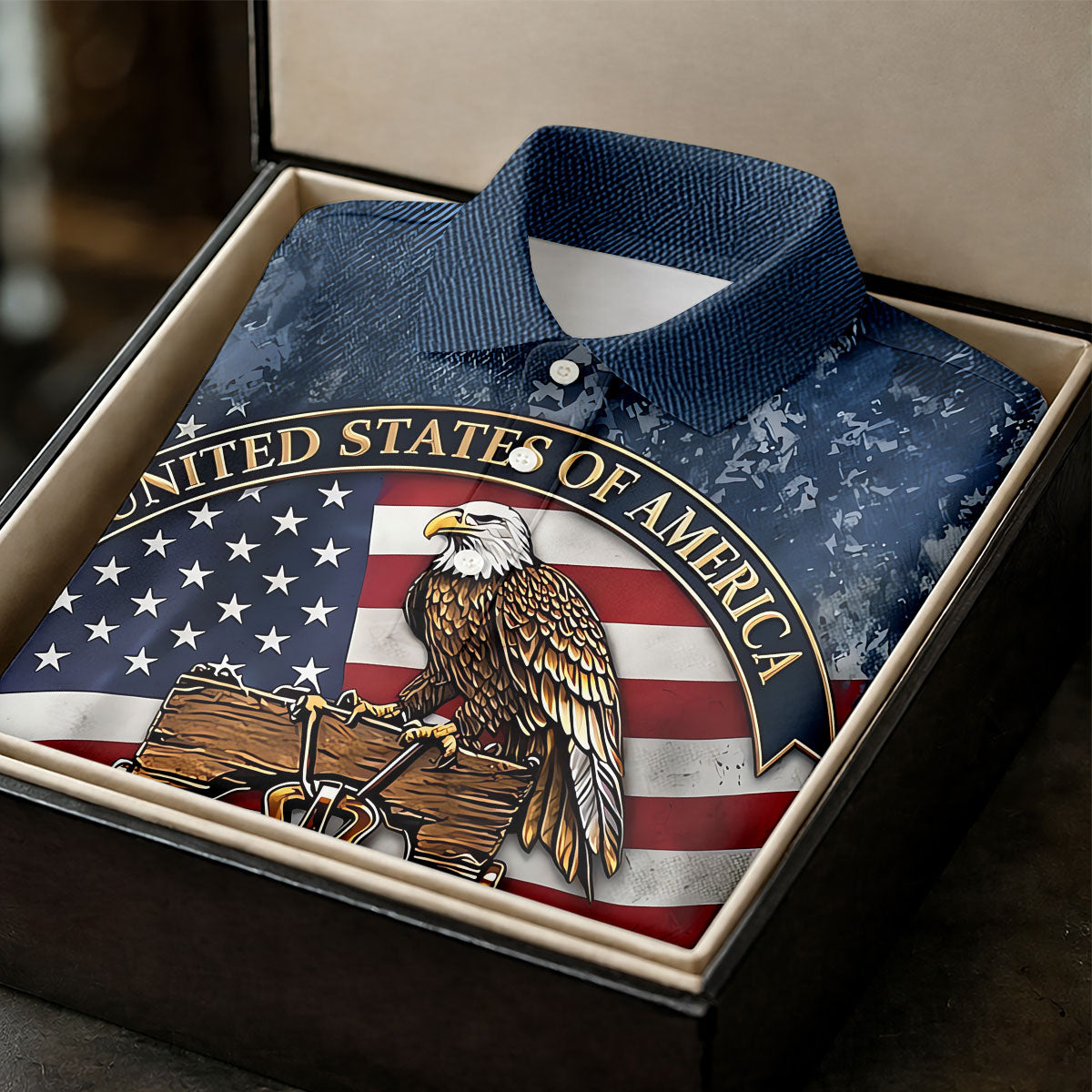 Patriotic Bald Eagle Liberty Bell Distressed Golf Shirt, 250 Years 4th Of July Golf Shirts For Men
