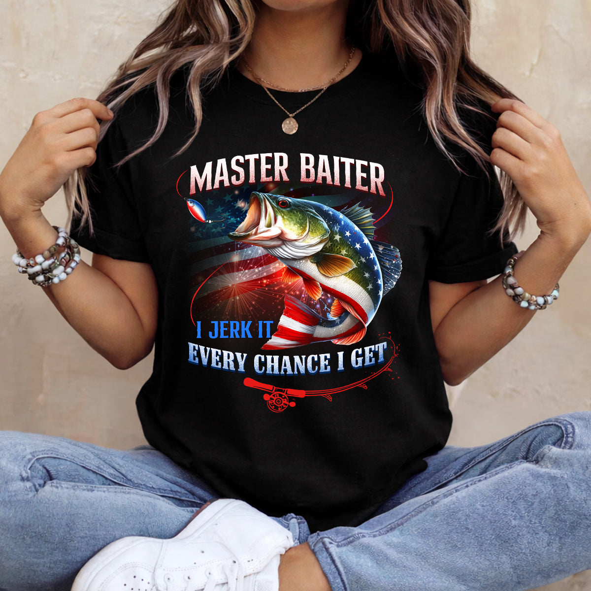 Master Baiter I Jeark It Every Chance I Get Funny Fishing Shirt, 250 Years Patriotic 4th Of July Fishing Tee Shirts