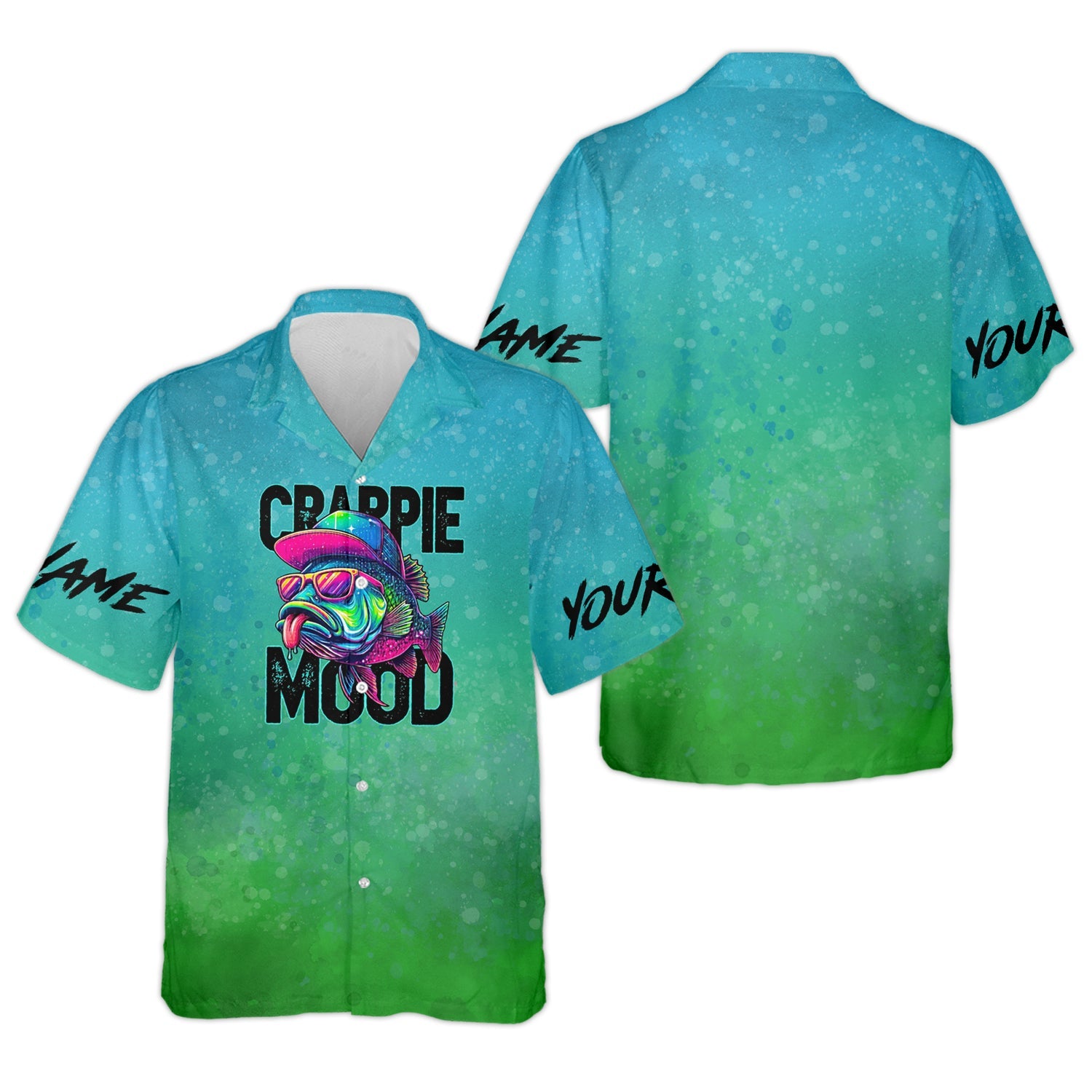 Crappie Mood Green Blue Neon Fishing UPF Shirts, Funny Fishing Shirt, Gift For Fisherman