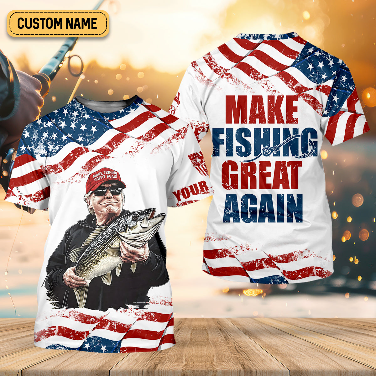 Make Fishing Great Again Patriotic Fishing Shirt, Red White Blue Fishing UPF Shirts, Female Fishing Shirts