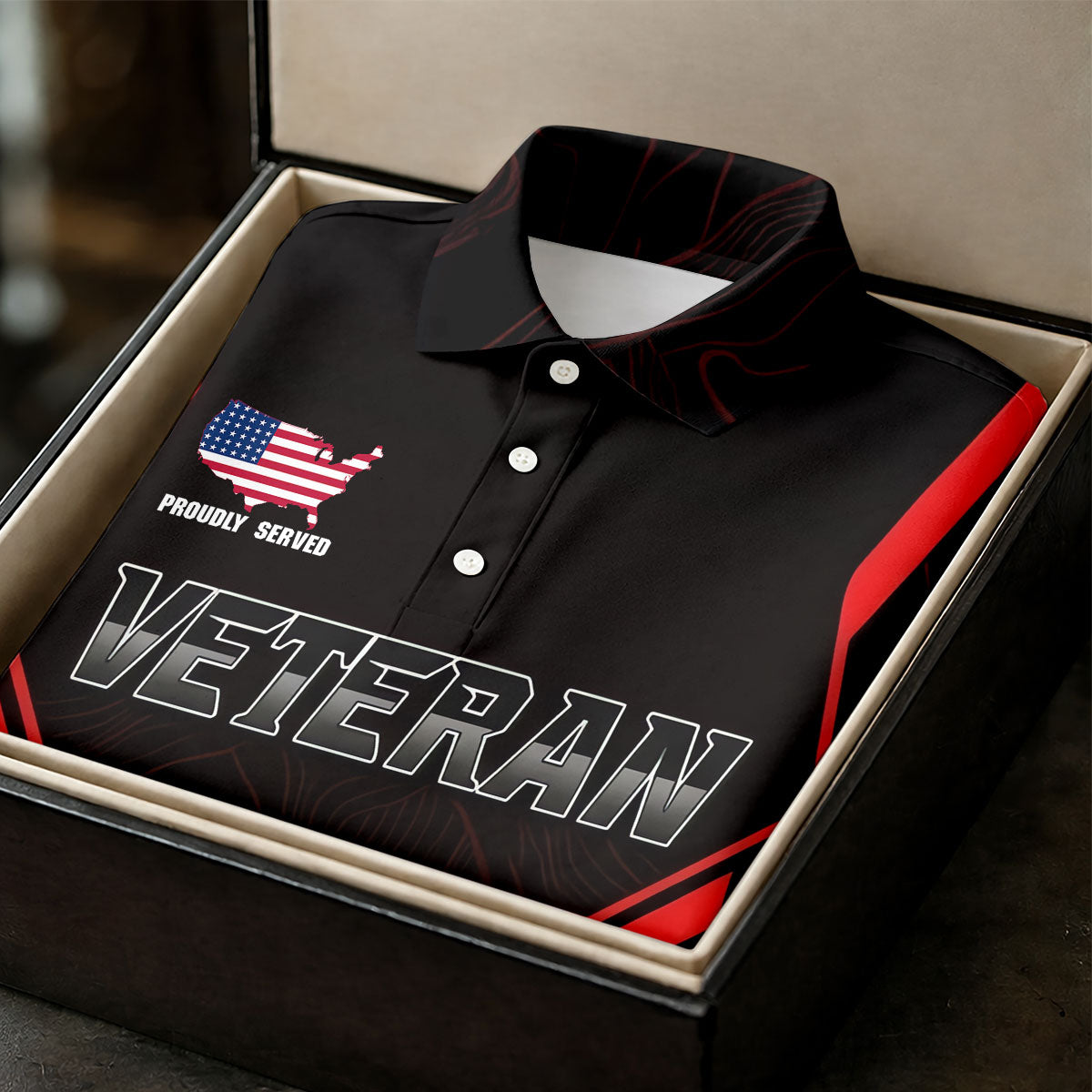 Personalized Veteran America 250 Polo Shirt Red Accent, Printed Golf Shirts, Golf Shirts For Men