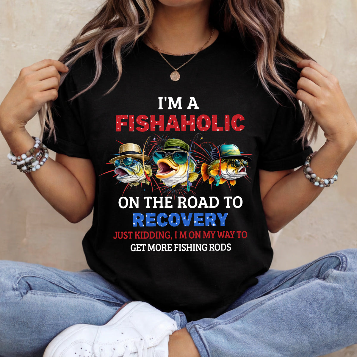I'm A Fishaholic Bass Fishing Patriotic 4th Of July Funny Fishing Shirt, 250 Years Fishing T-Shirts
