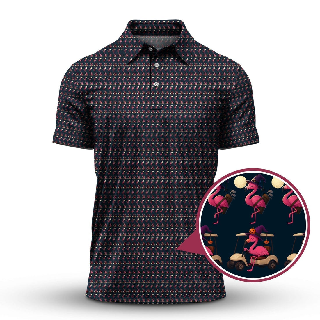 Flamingo Golf Shirt, Halloween Golf Shirt, Funny Pattern Golf Shirt For Golfer