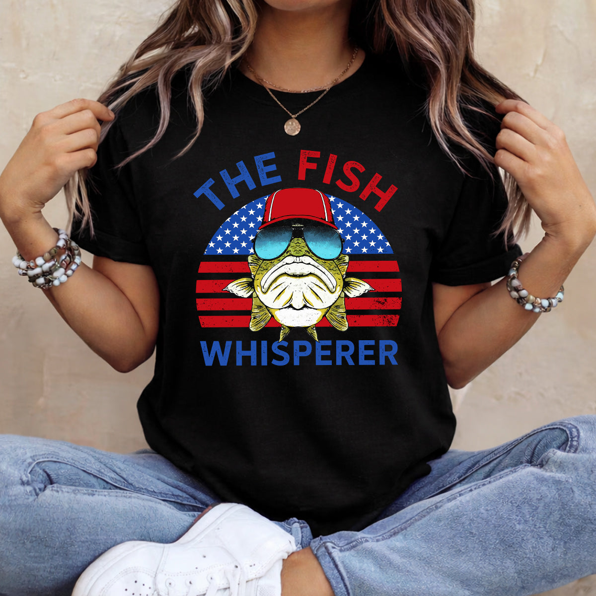 The Fish Whisperer Bass Fishing Patriotic 4th Of July Funny Fishing Shirt, 250th Anniversary Fishing T-Shirts