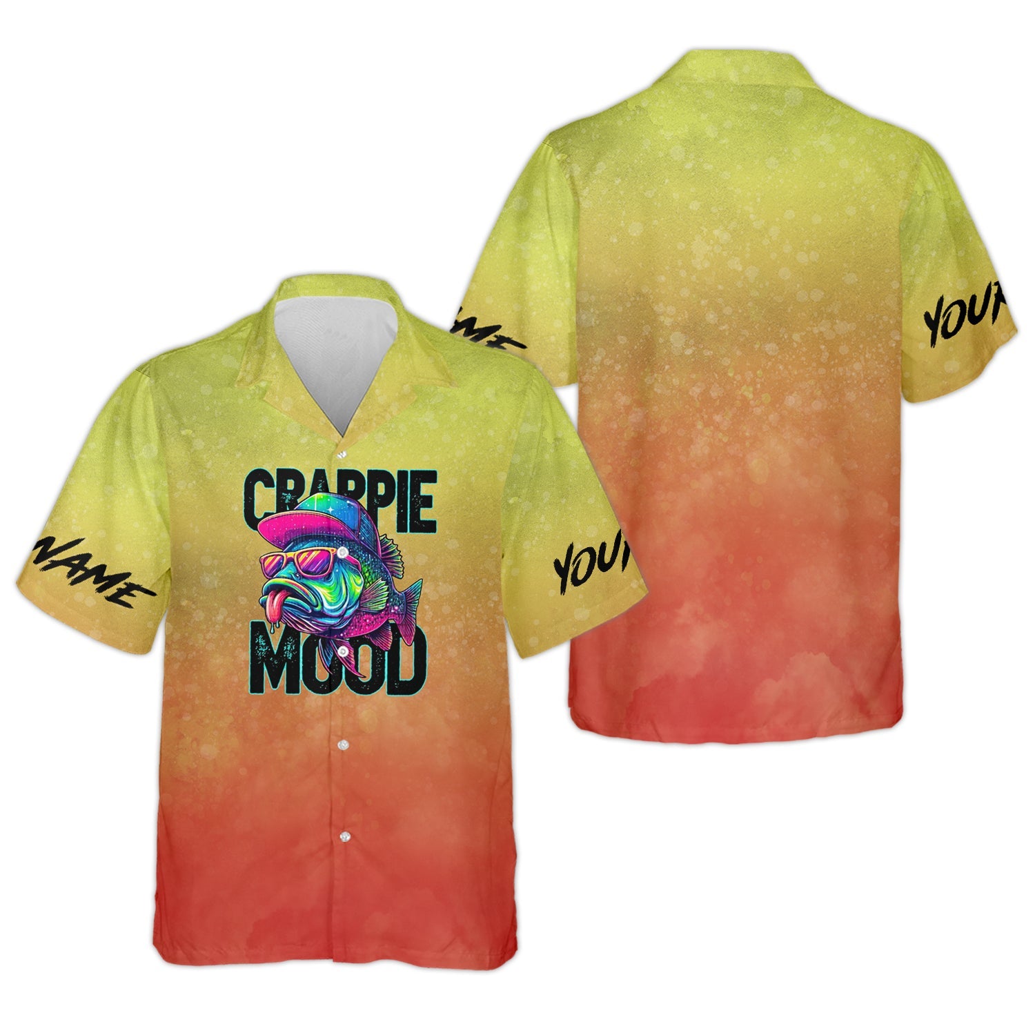 Crappie Mood Orange Yellow Fishing UPF Shirts, Fishing Jersey, Funny Fishing Shirt