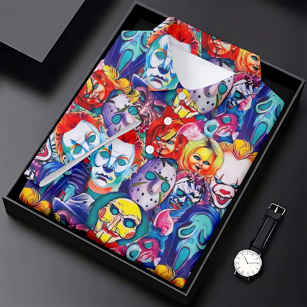 Colorful Horror Character Faces Halloween Polo Shirt, Golf Polo For Women, Ladies Golf Top