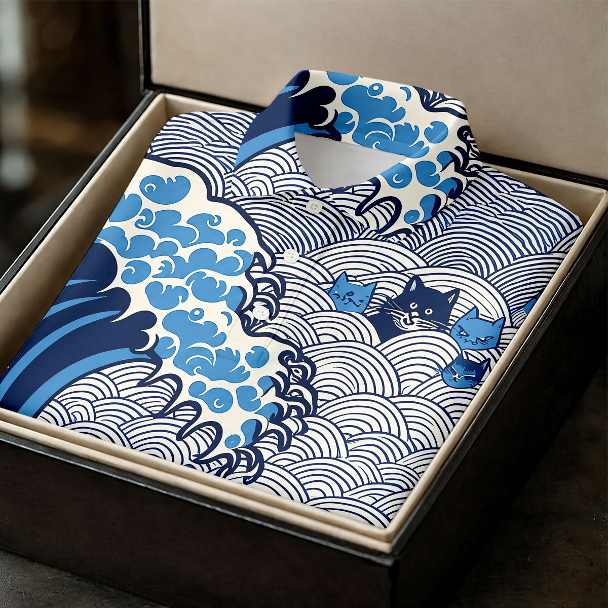 Japanese Wave Cat Hawaiian Golf Shirt, Golf Shirts For Women, Women’s Golf Apparel