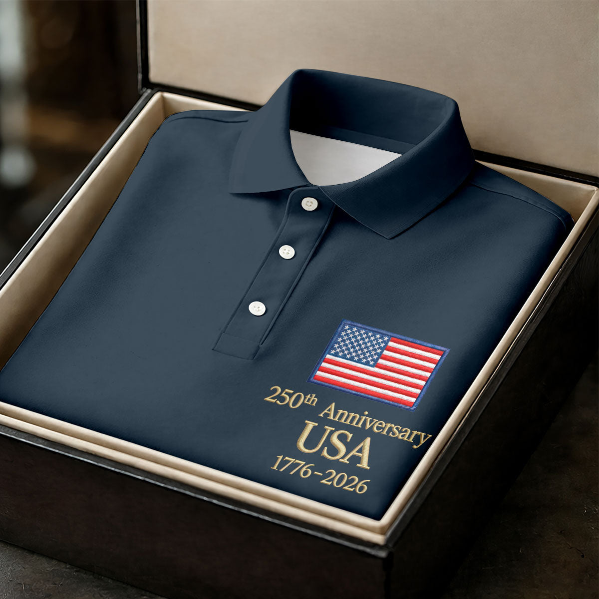 250th Anniversary USA Flag Logo 4th Of July Golf Shirt, Vintage Patriot Golf Shirts For Men