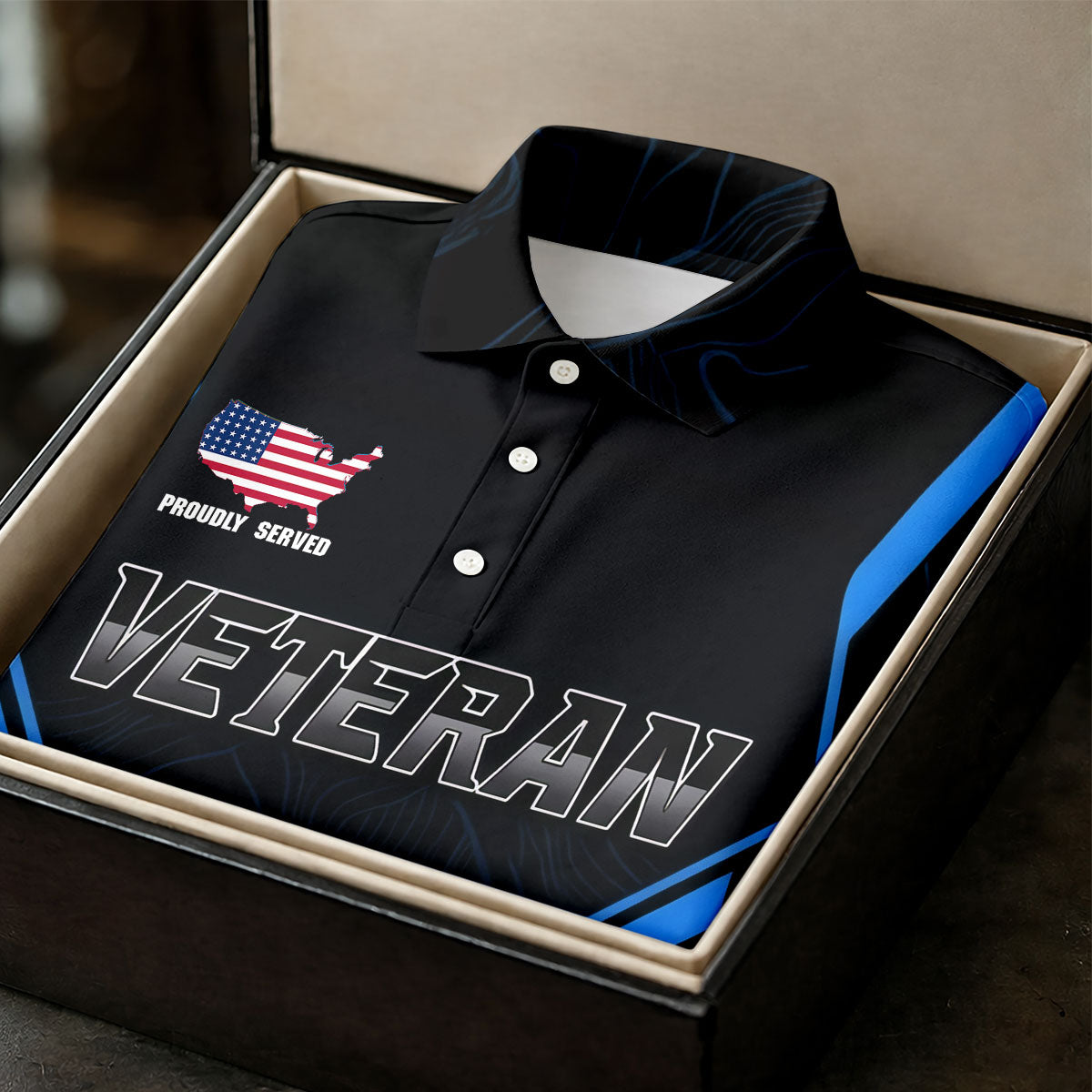 Personalized Veteran America 250 Polo Shirt Blue Accent, Golf Polo For Women, Ladies Golf Tops
