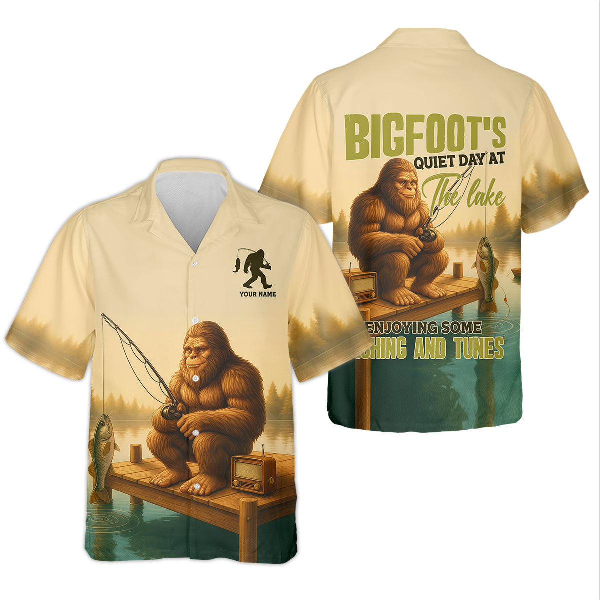 Bigfoot's Quiet Day At The Lake Fishing UPF Shirts, Funny Fishing Shirt, Presents For Fishermen