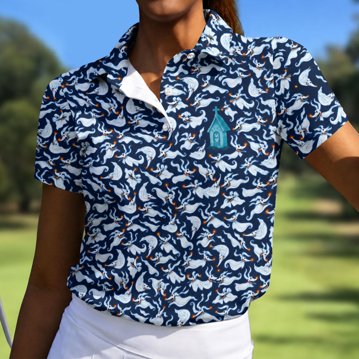 Halloween Green Witch Horror Character Polo Shirt, Ladies Golf Shirts, Womens Golf Tops