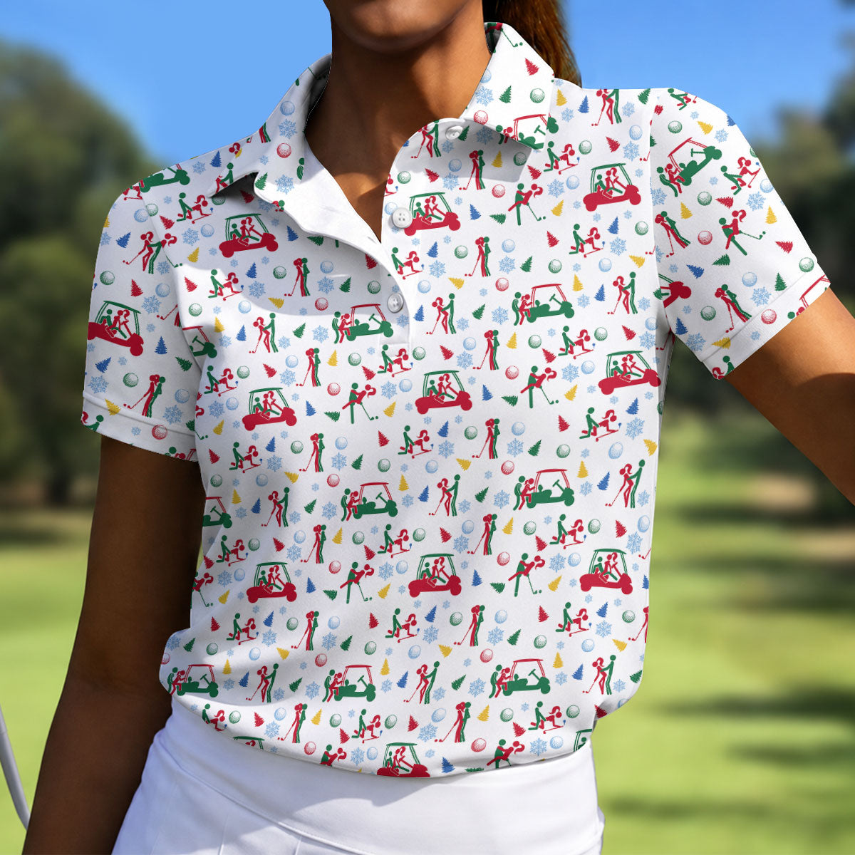 Funny Cheeky Golf Cart Christmas Golf Shirt, Women’s Golf Polo, Women’s Golf Apparel