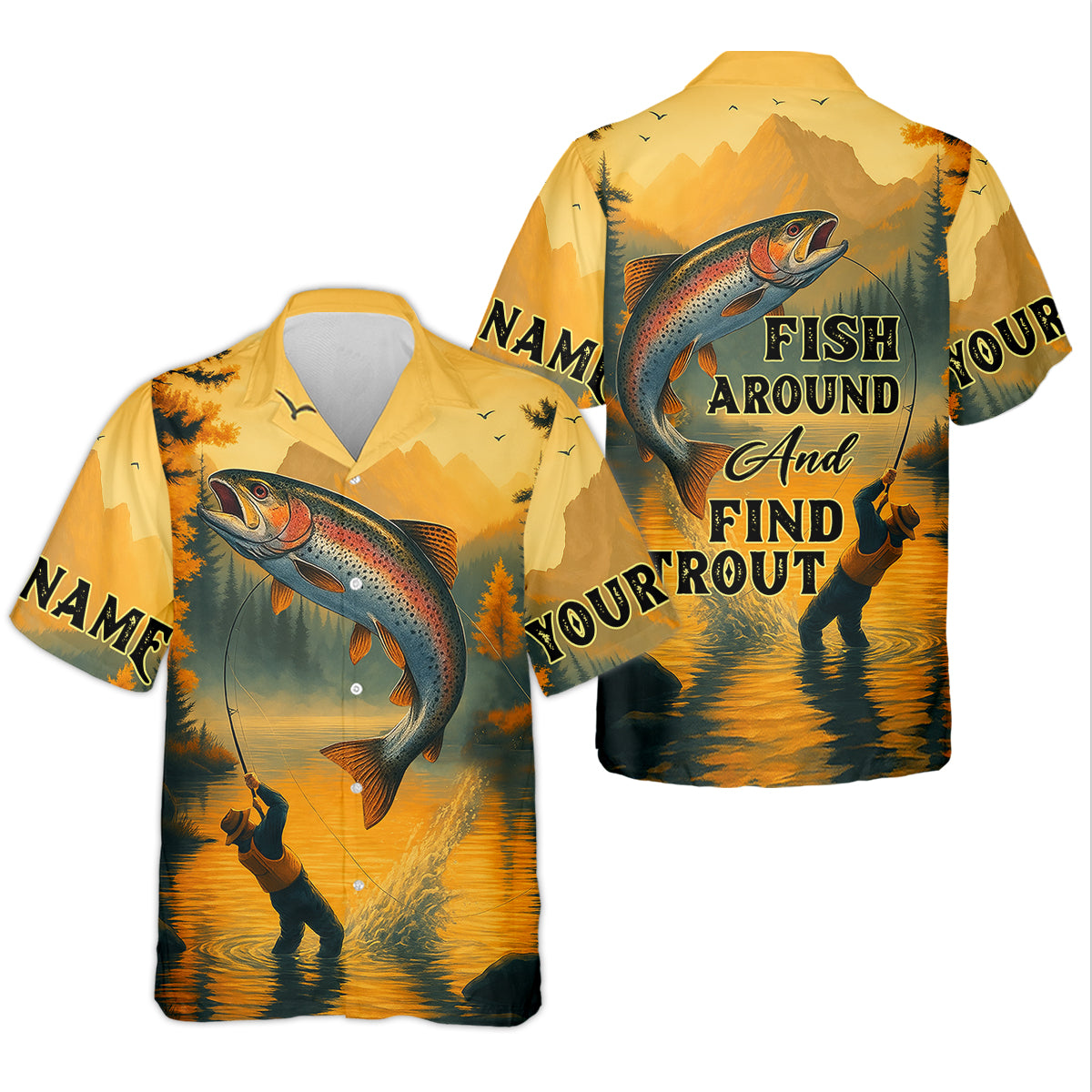 Fish Around And Find Trout SPF Shirts, Trout Fishing Shirts, Fishing Shirts For Men, Funny Fisherman Gift