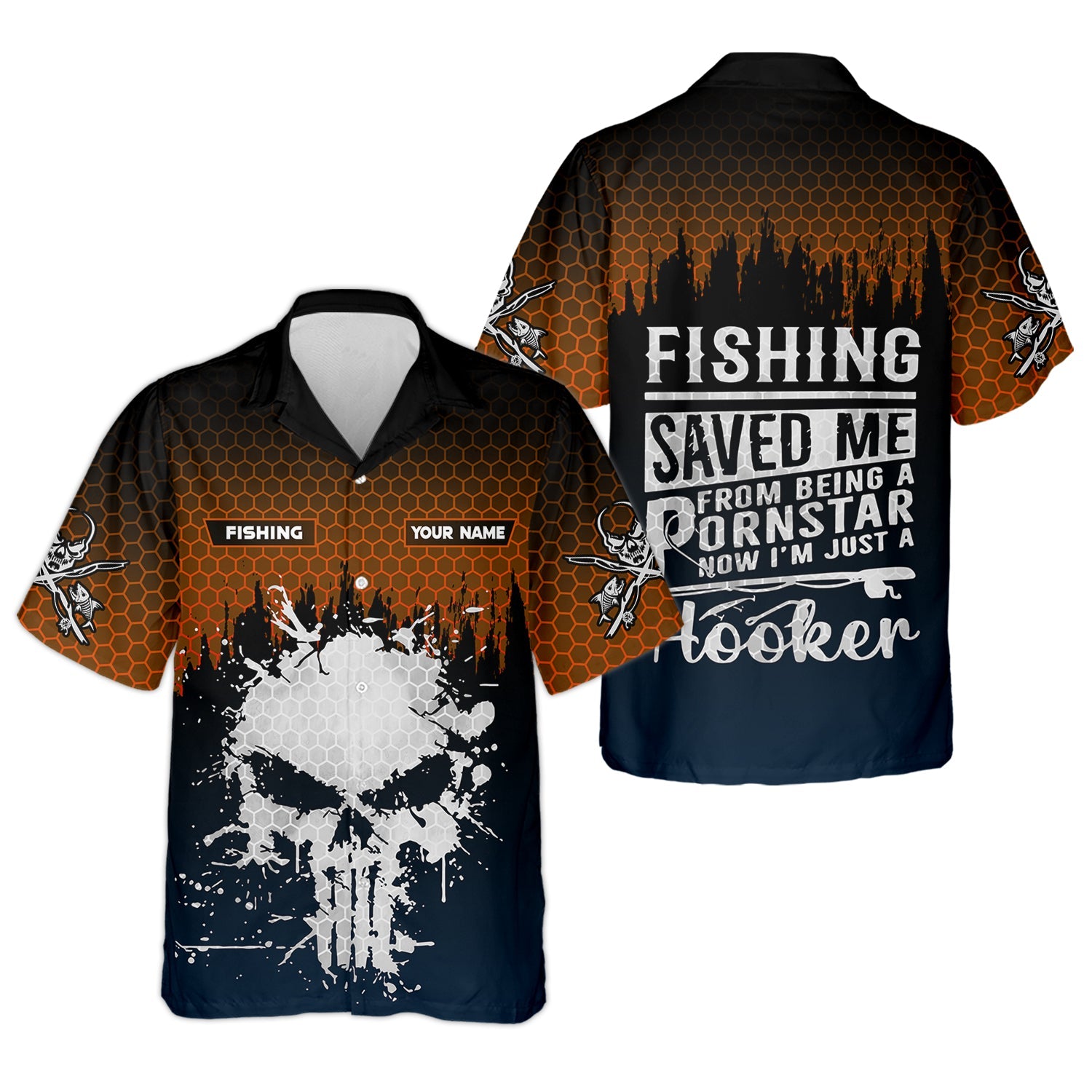 Fishing Saved Me From Being A Pornstar Hexagon Pattern SPF Shirt, Funny Fishing Shirt, Female Fishing Shirts