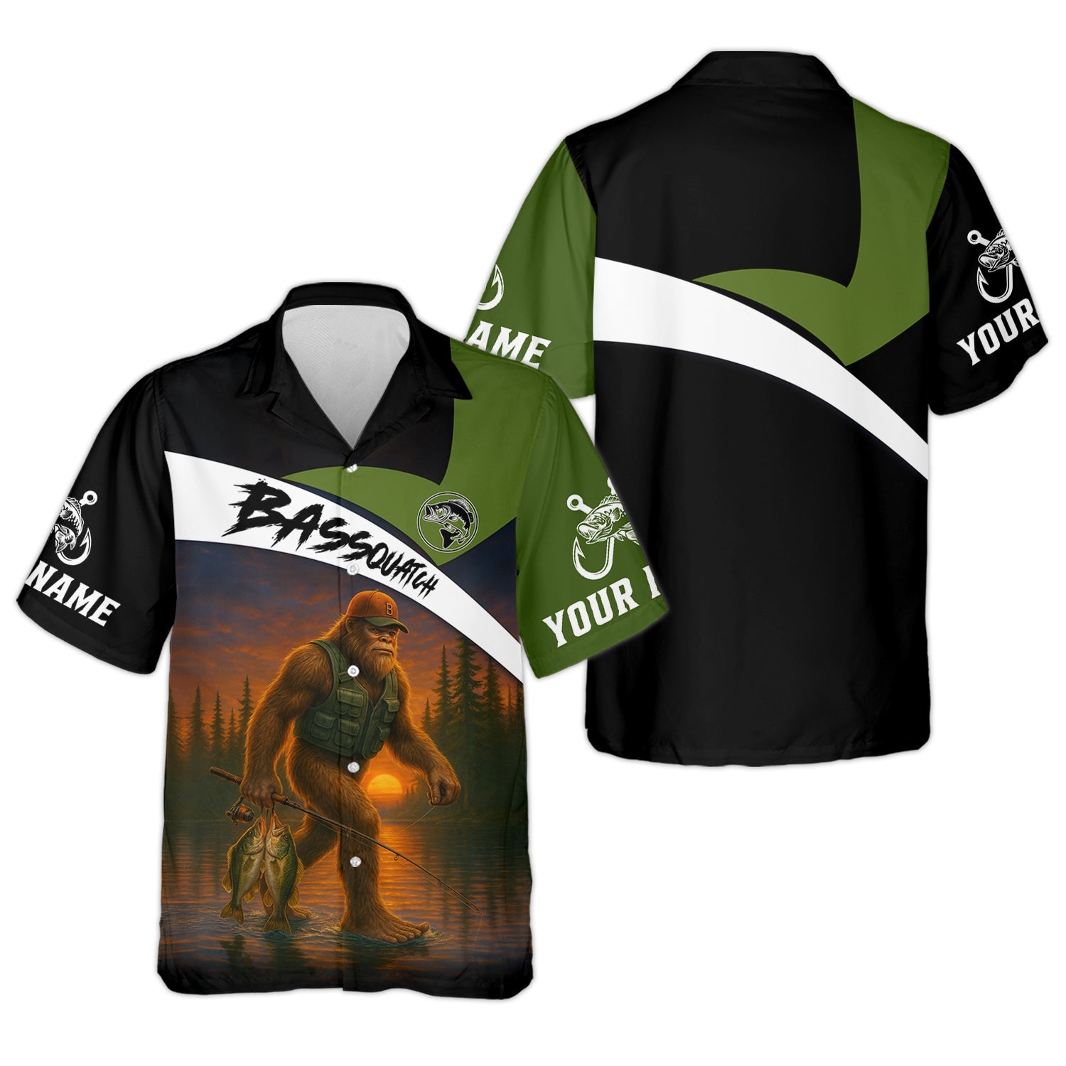 Bassquatch Bigfoot Fishing Shirt, SPF Shirt For Men, Fishing Jersey, Presents For Fishermen