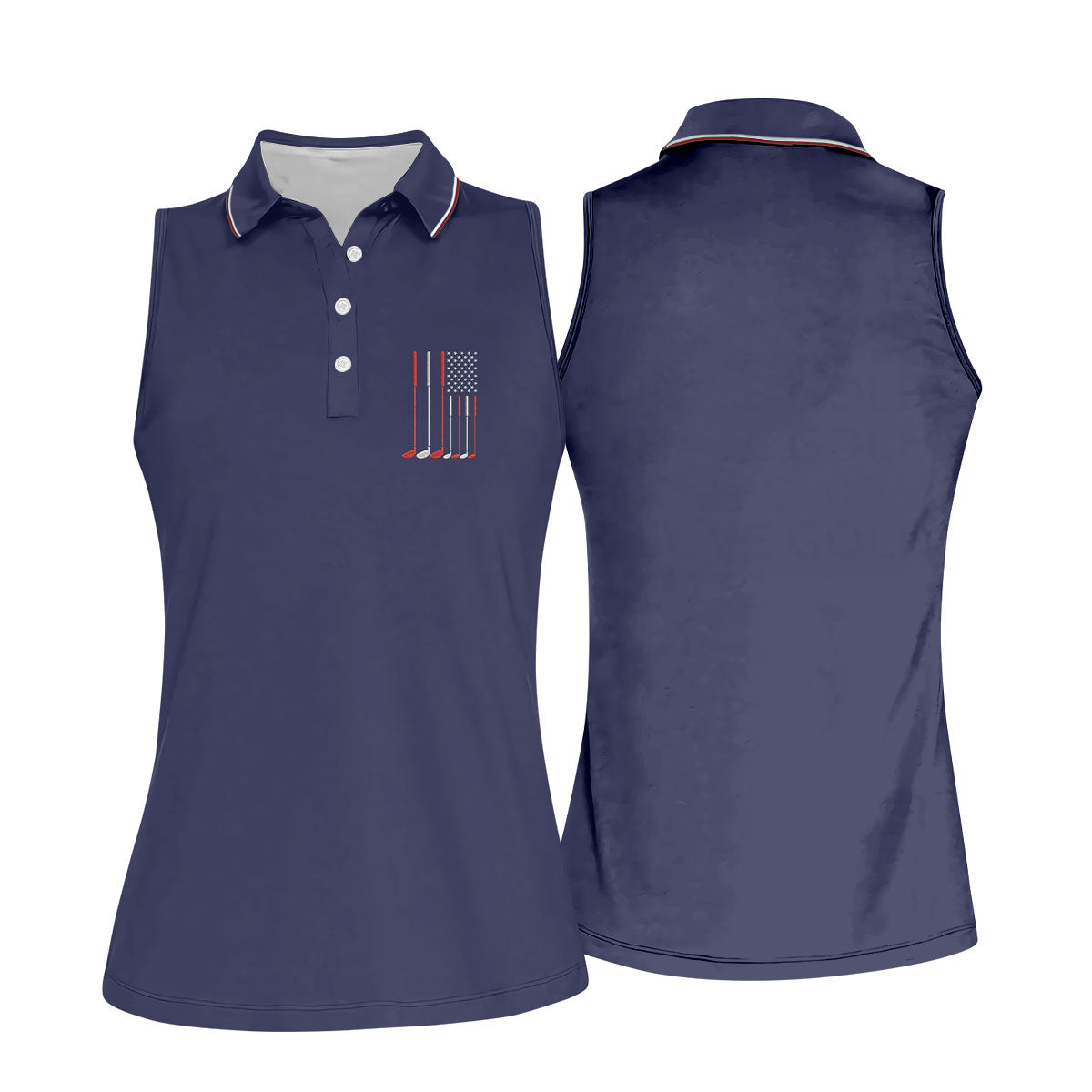 Golf Clubs America Flag Logo 250th Anniversary Navy Golf Shirt, Patriotic Golf Shirt, Women's Golf Tops