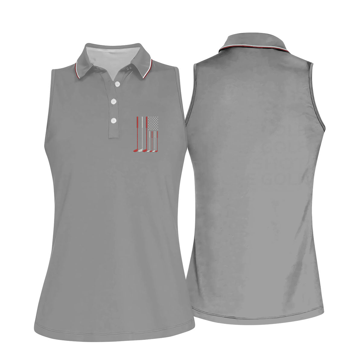 Golf Clubs America Flag Logo 250th Anniversary Grey Golf Shirt, Patriotic Golf Shirt, Women's Golf Tops