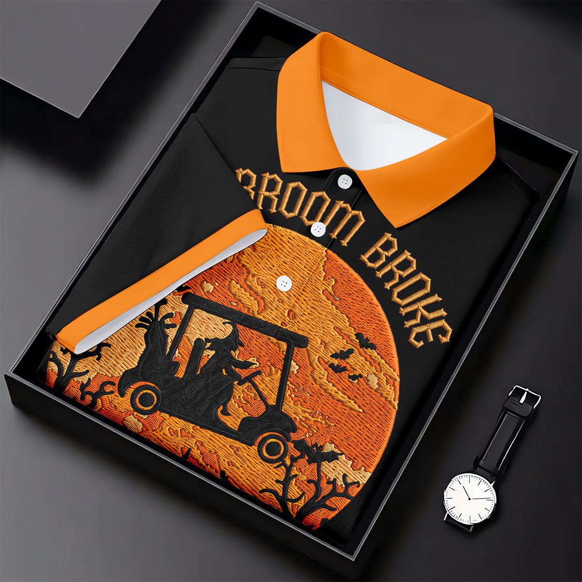 Broom Broke Now I Drive Golf Cart Halloween Polo Shirt, Women’s Golf Polo, Ladies Golf Top