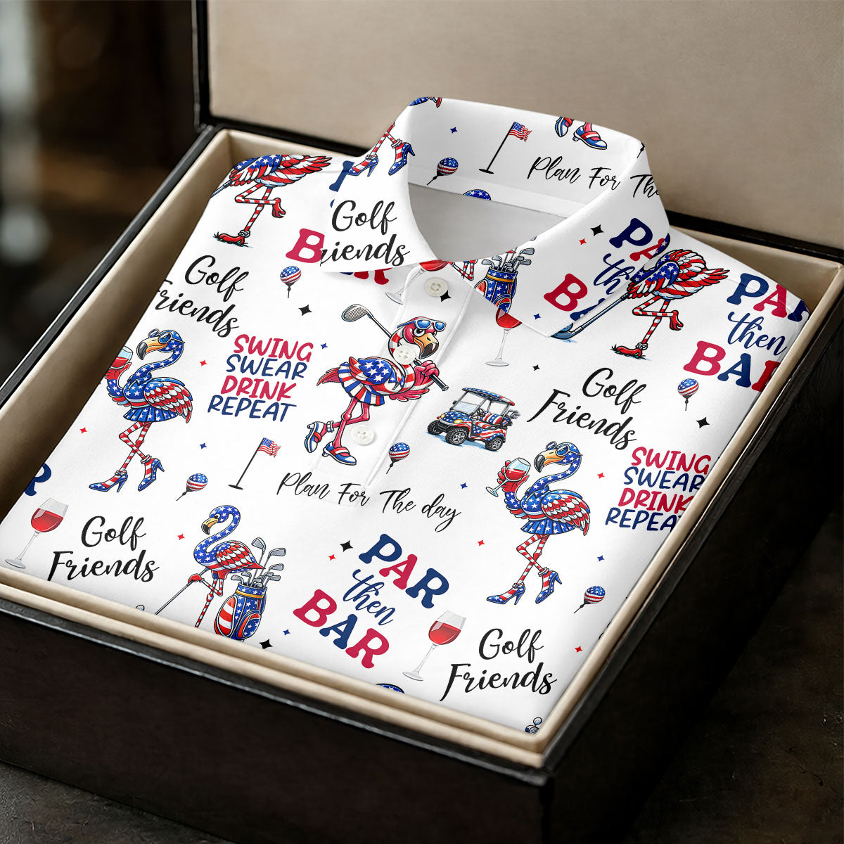 Par Then Bar Funny Flamingo Patriot Golf Shirt, 4th Of July Golf Shirt, 250th Anniversary Women's Golf Tops
