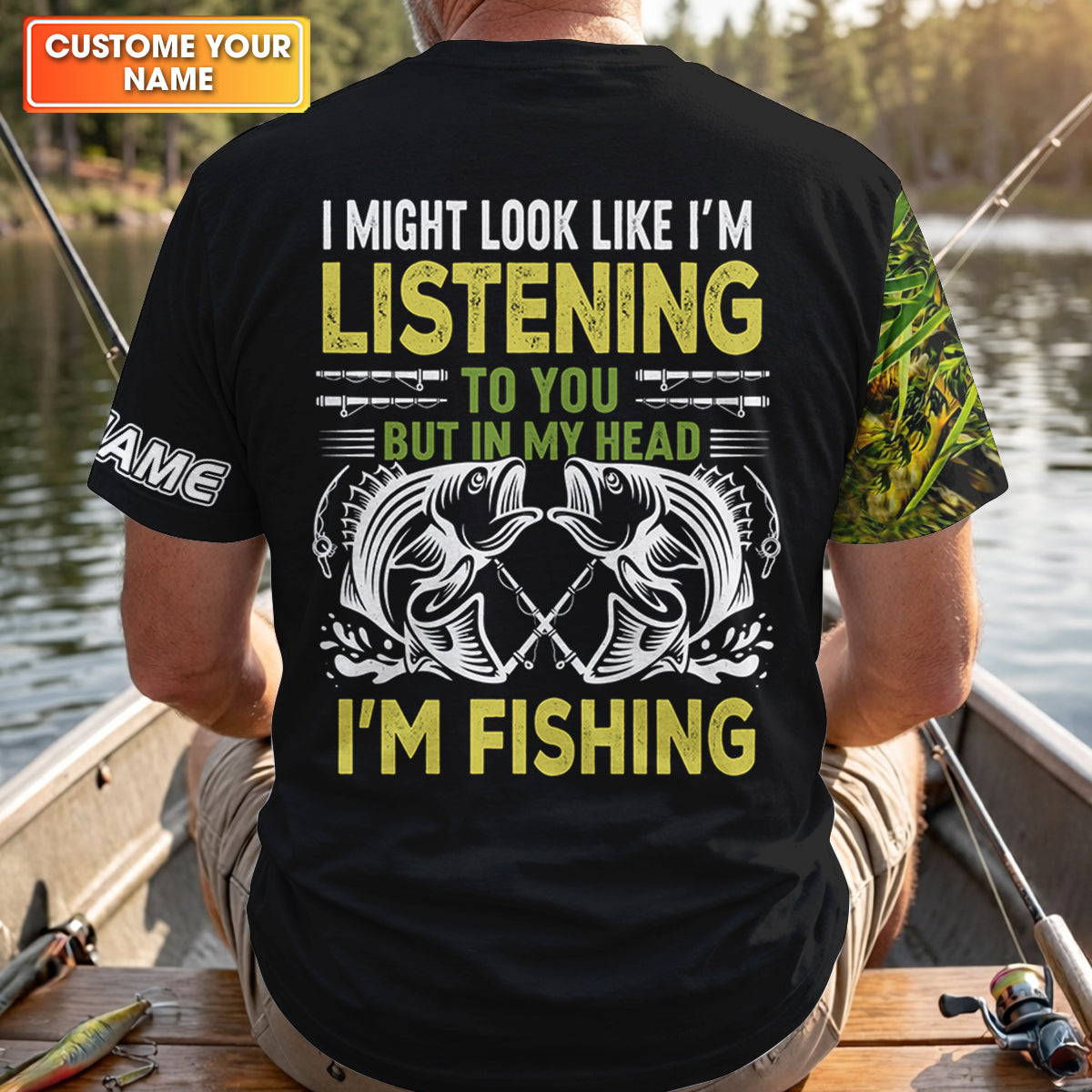 In My Head I'm Fishing Fishaholic Fishing UPF Shirts, Funny Fishing Shirt, Fishing Gift for Men
