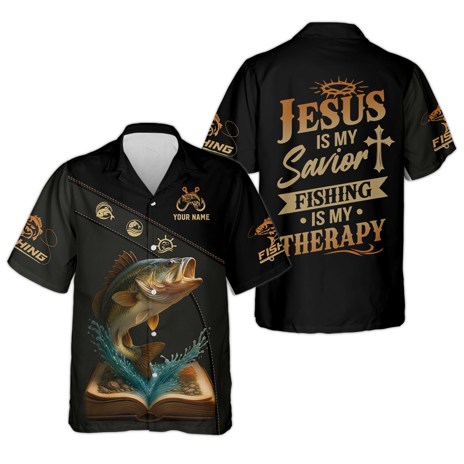 Jesus Is My Savior, Fishing Therapy SPF Shirt, Funny Fishing Shirt, Gift For Fisherman