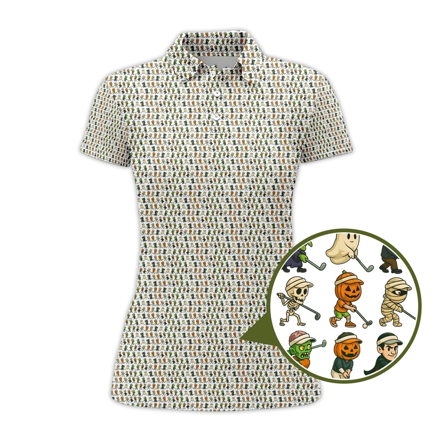 Crazy Pattern Golf Shirt, Halloween Golf Shirt For Men, Funny Golf Shirt, Golf Gift For Golfer
