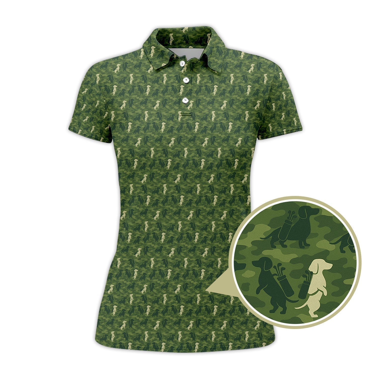 Dog Pattern Golf Shirt, Dachshund Golf Shirt For Golfer, Funny Camo Golf Shirt, Crazy Golf Shirt For Men