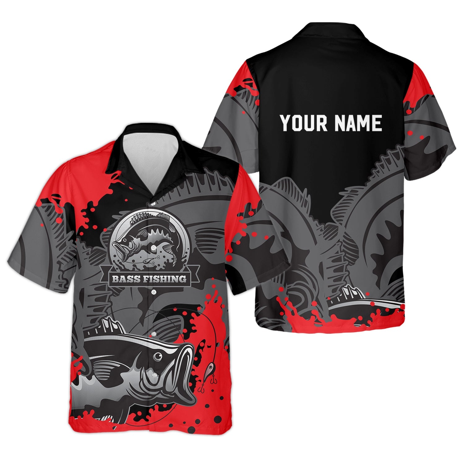 Black Red Bass Fishing Tournament Fishing Shirts, SPF Long Sleeve Shirts Womens