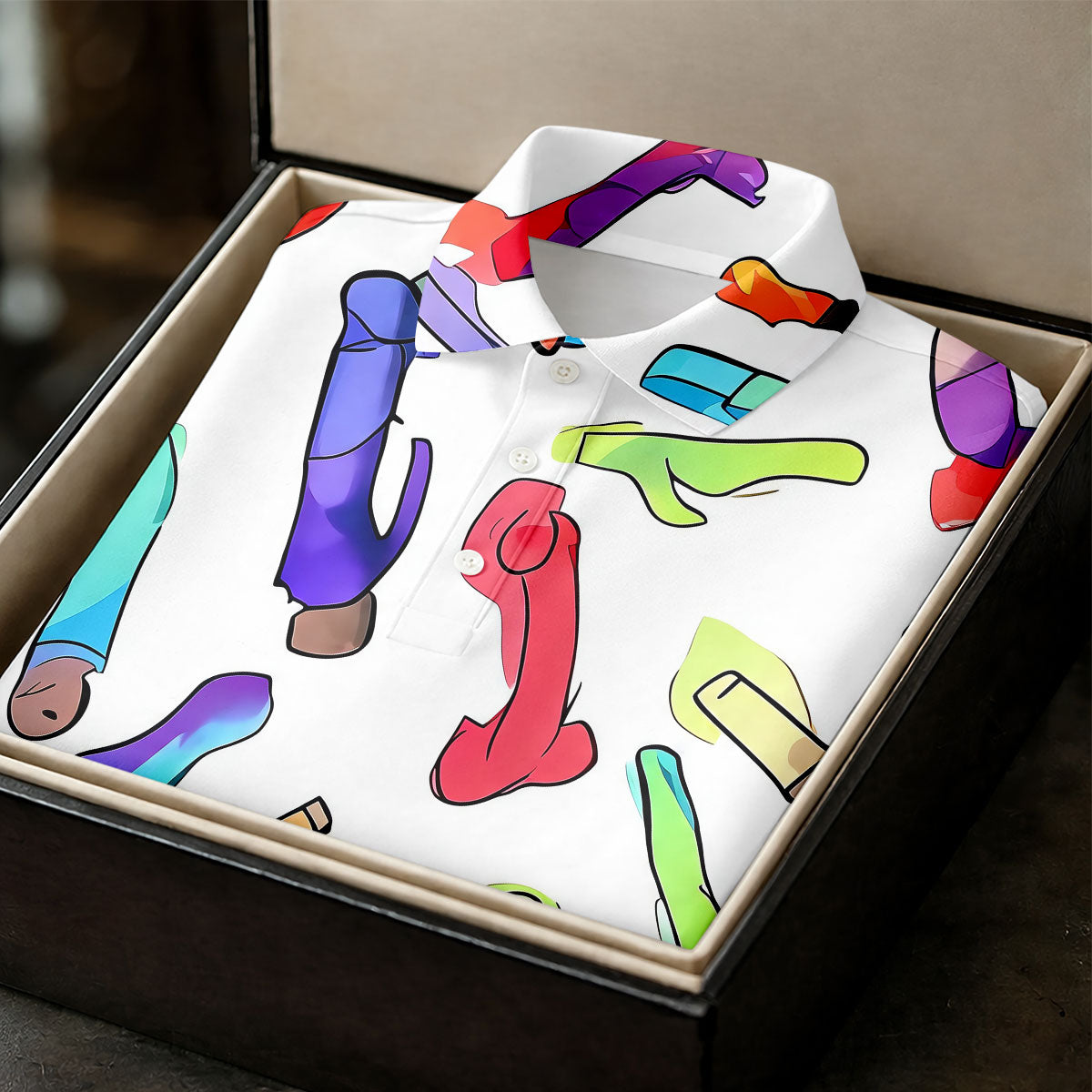 Adult Humor Retro Golf Shirt, Colorful Funny Men's Polo Shirt, Unique Novelty Golf Apparel