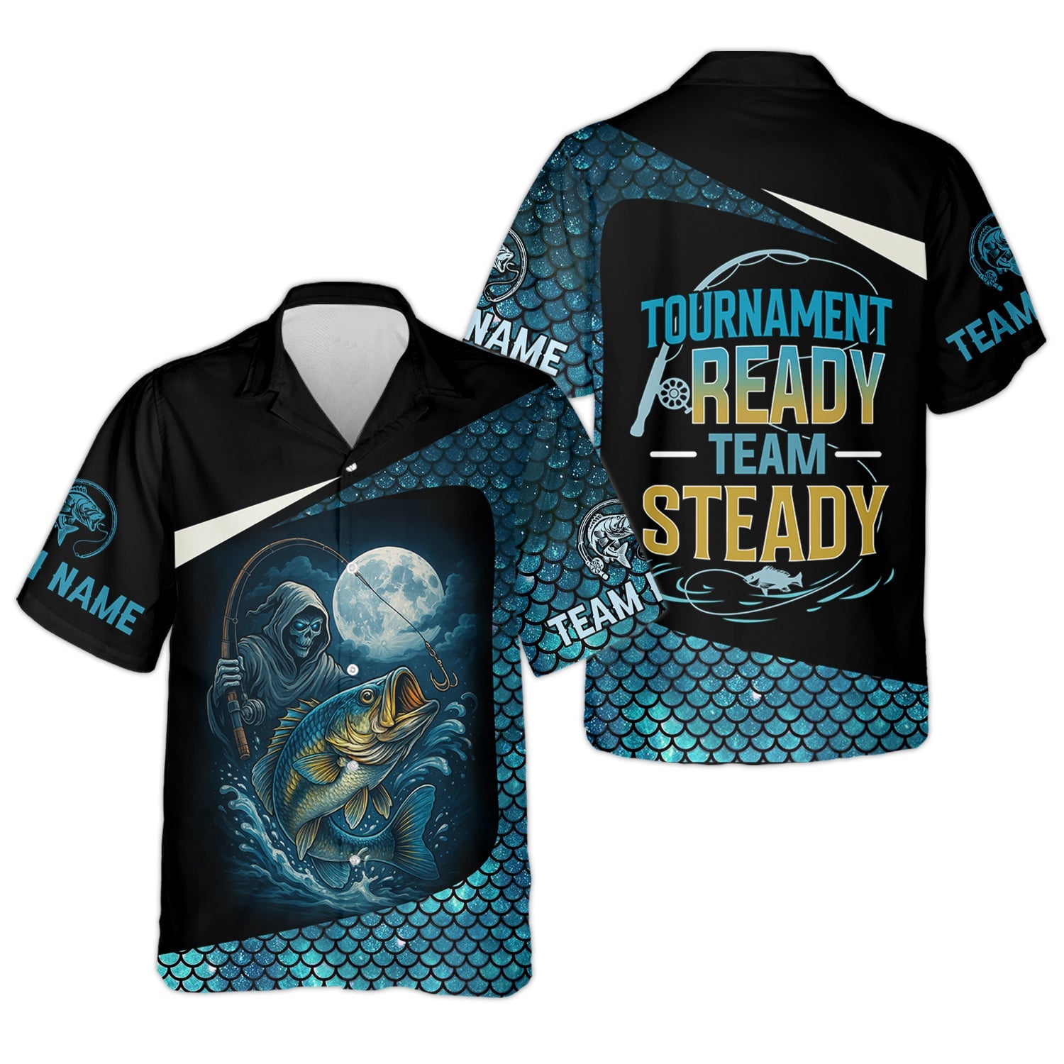 Tournament Ready, Team Steady, Fish Button Up Shirt, UV Protection Shirt, Presents For Fishermen