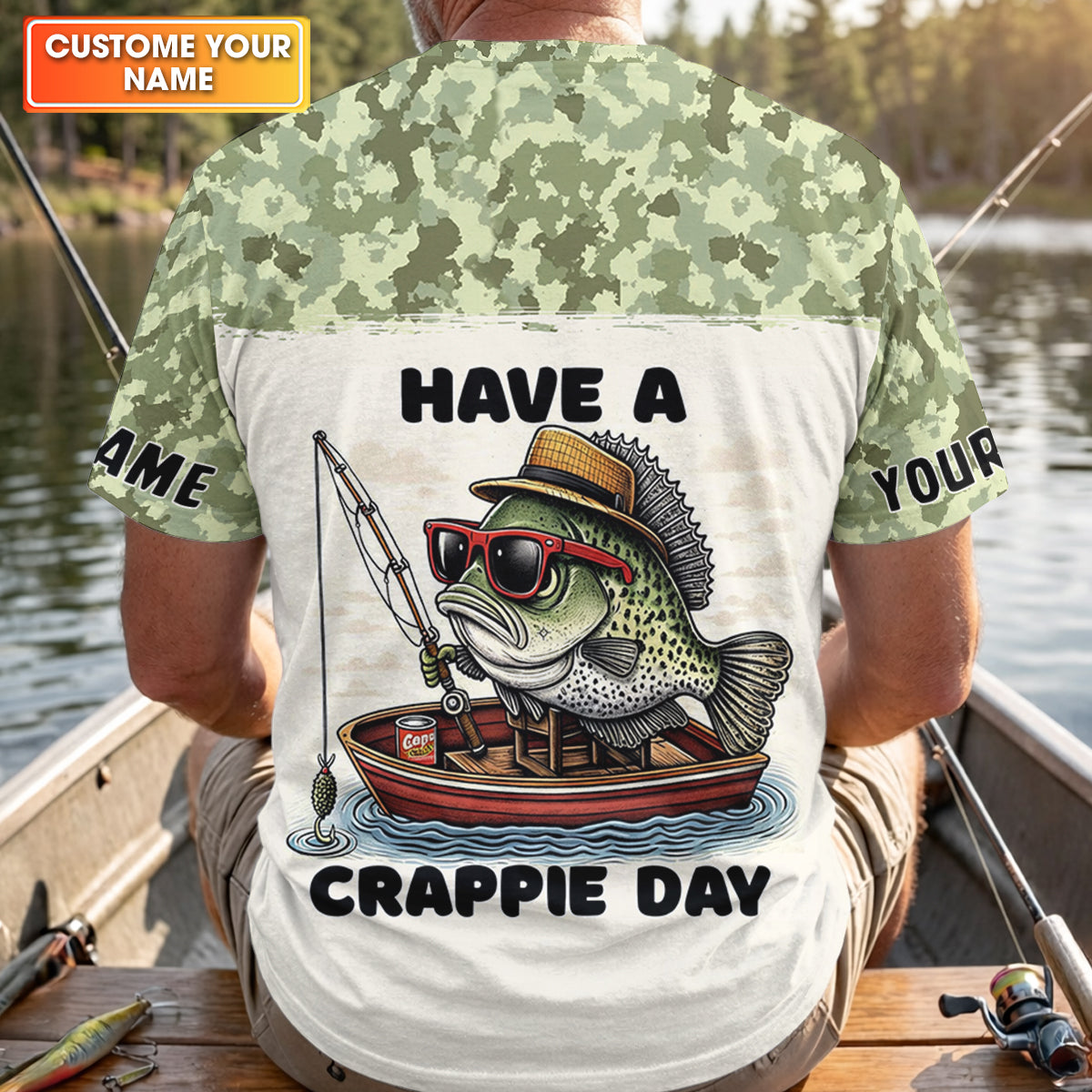 Have A Crappie Day Camo Fishing Shirt, Fishing UPF Shirts, Fishing Gift for Men, Men's Fishing Shirt
