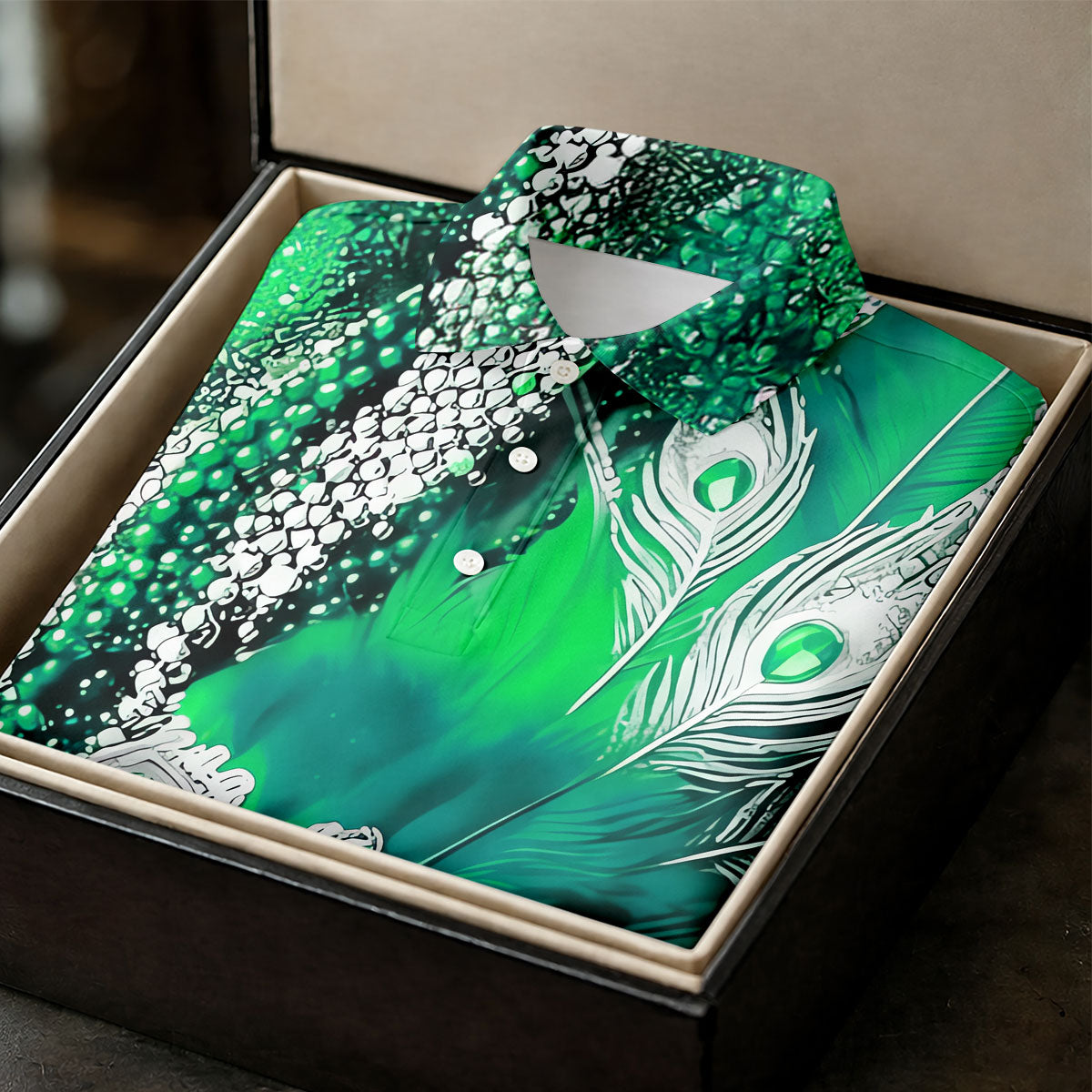 Mardi Gras Masquerade Mask Feather Beads Green Golf Shirt, Women's Golf Tops, Ladies Golf Polos