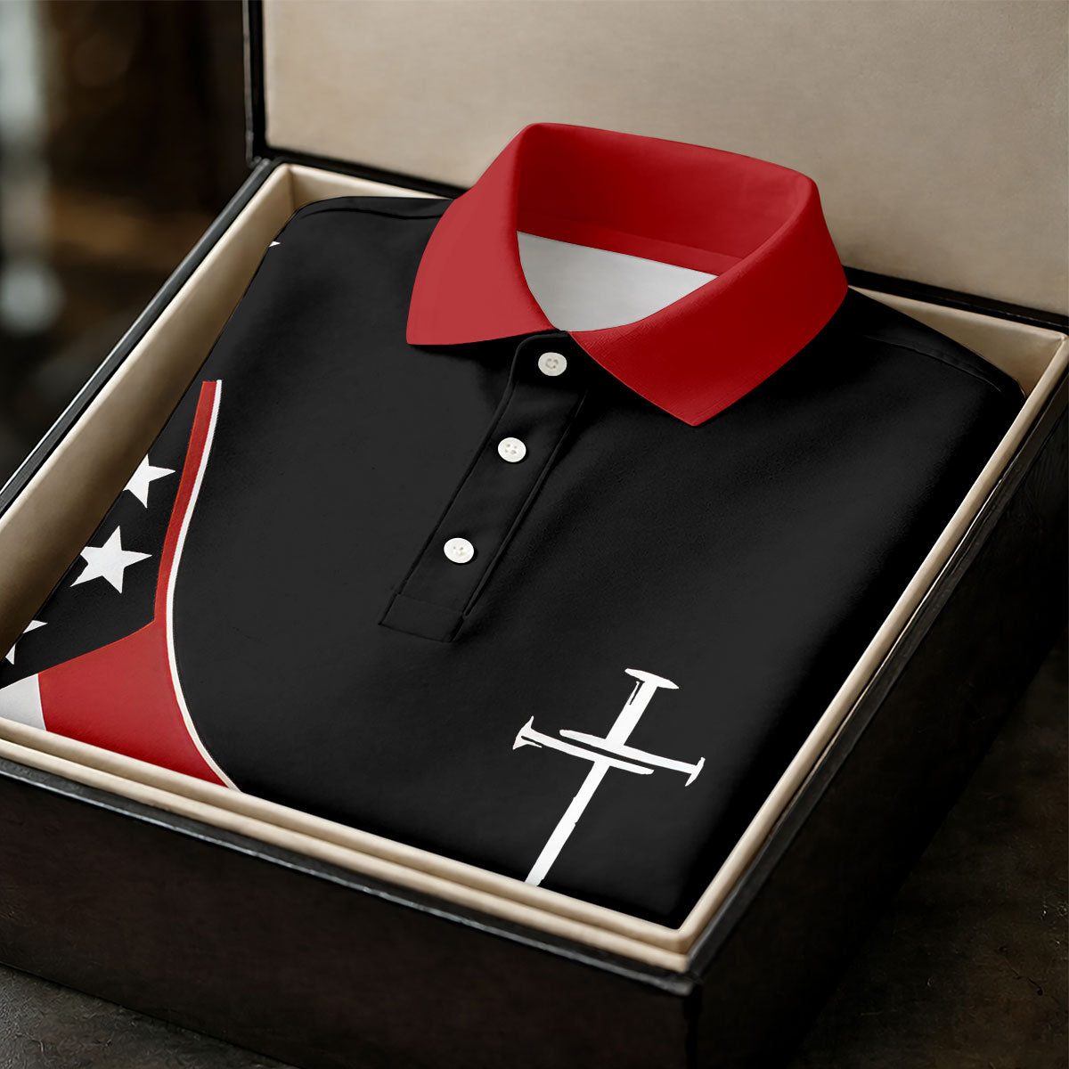 Faith Cross America 250th Anniversary 4th Of July Shirt, Patriotic Black Golf Shirts For Men