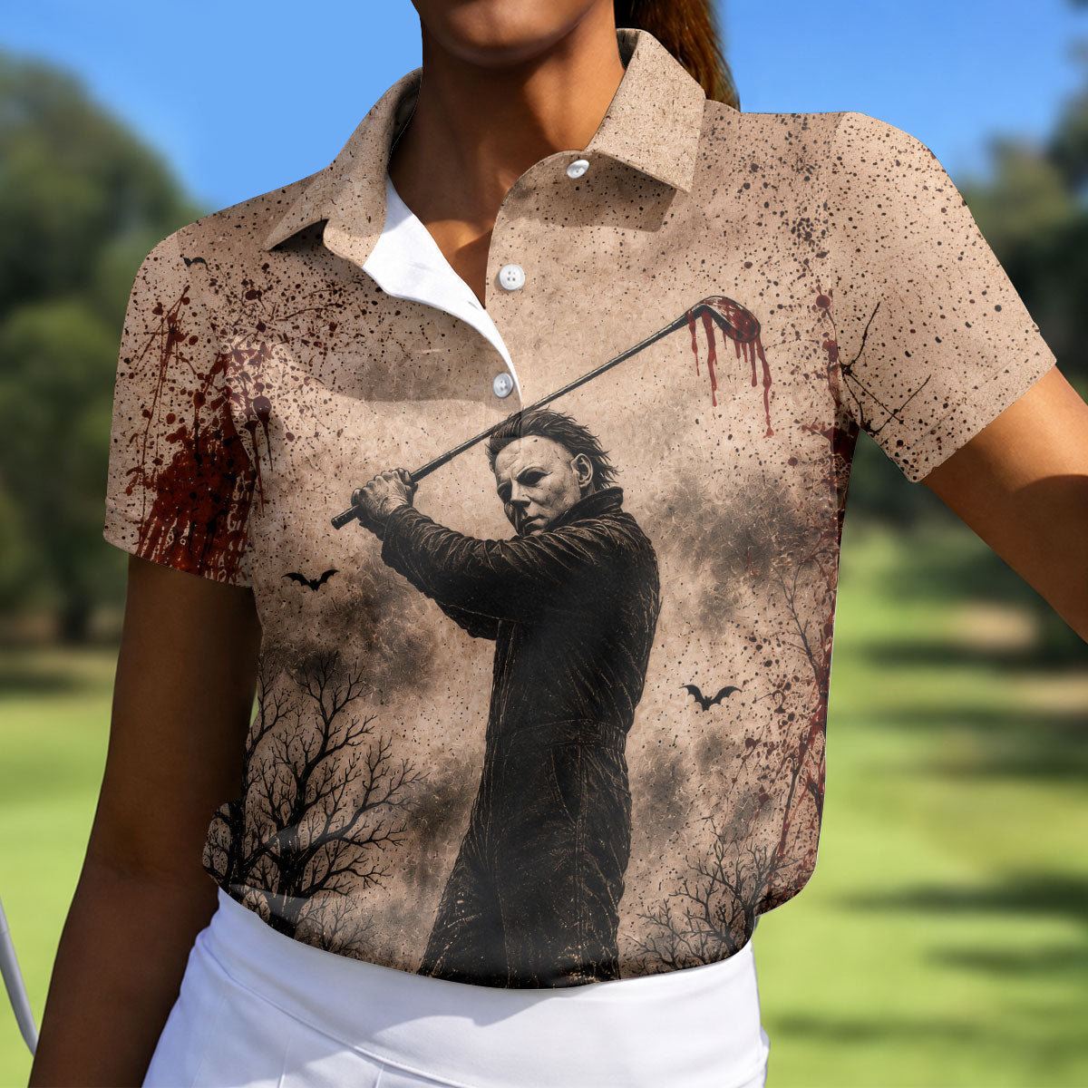 You Can't Kill The Bogeyman Halloween Golf Polo Shirt, Ladies Golf Shirt, Womens Golf Tops